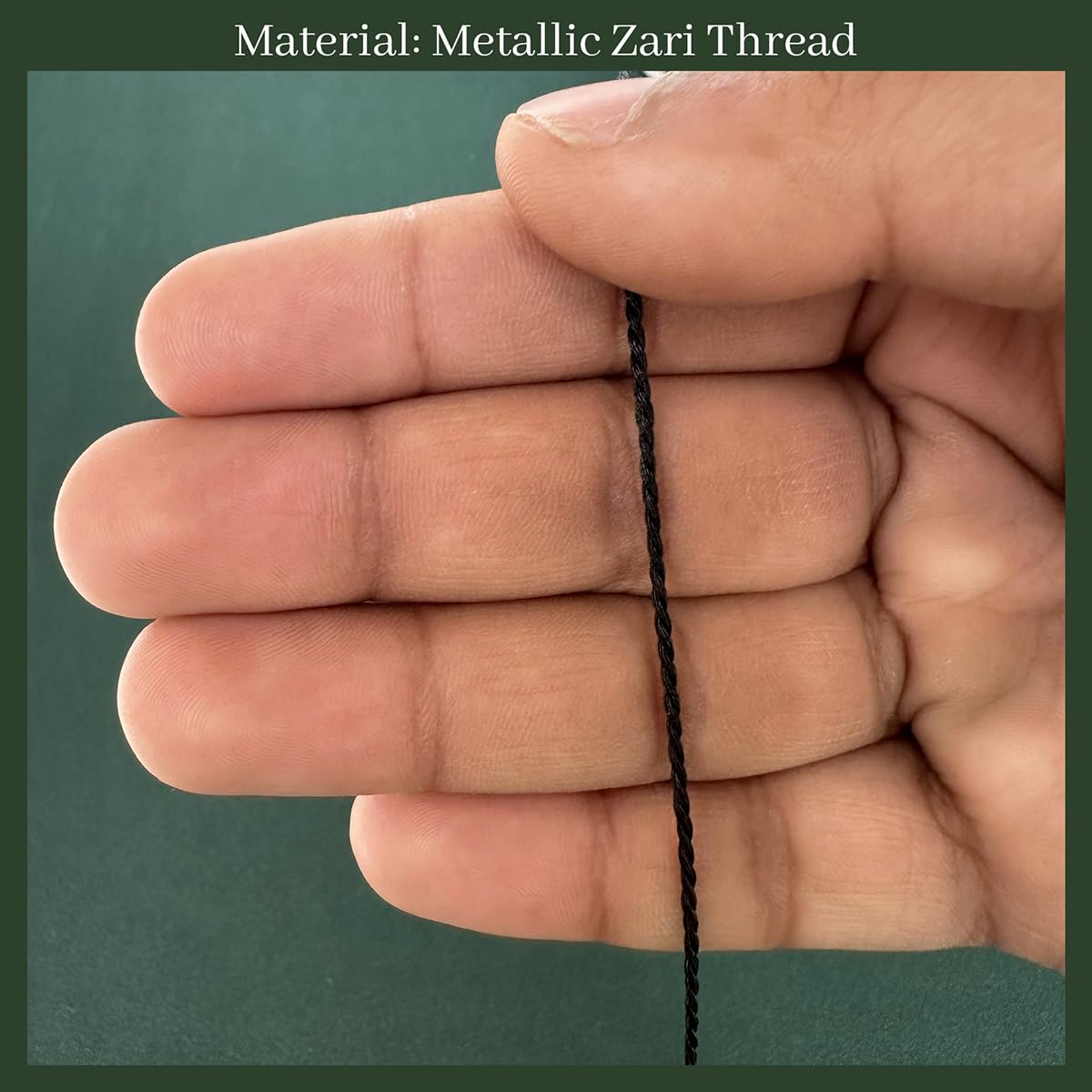 Embroiderymaterial Twisted Metallic Machine Embroidery Zari Thread/Dori for Embroidery, Aari work, Tassels, Jewellery, Bracelet, Lace, Crochet & Hand Embroidery (1MM Width, 73 Meters) (Black) 1