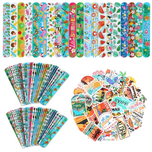 Cadeaux hawaïens de plage : lot de bracelets Slap et autocollants étanches à offrir
