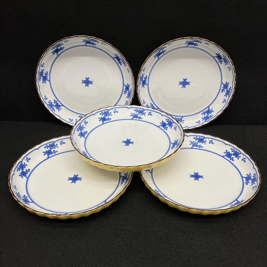 Amazon.co.jp: たち吉 中皿 5枚セット黄地染花 花柄 食器 来客