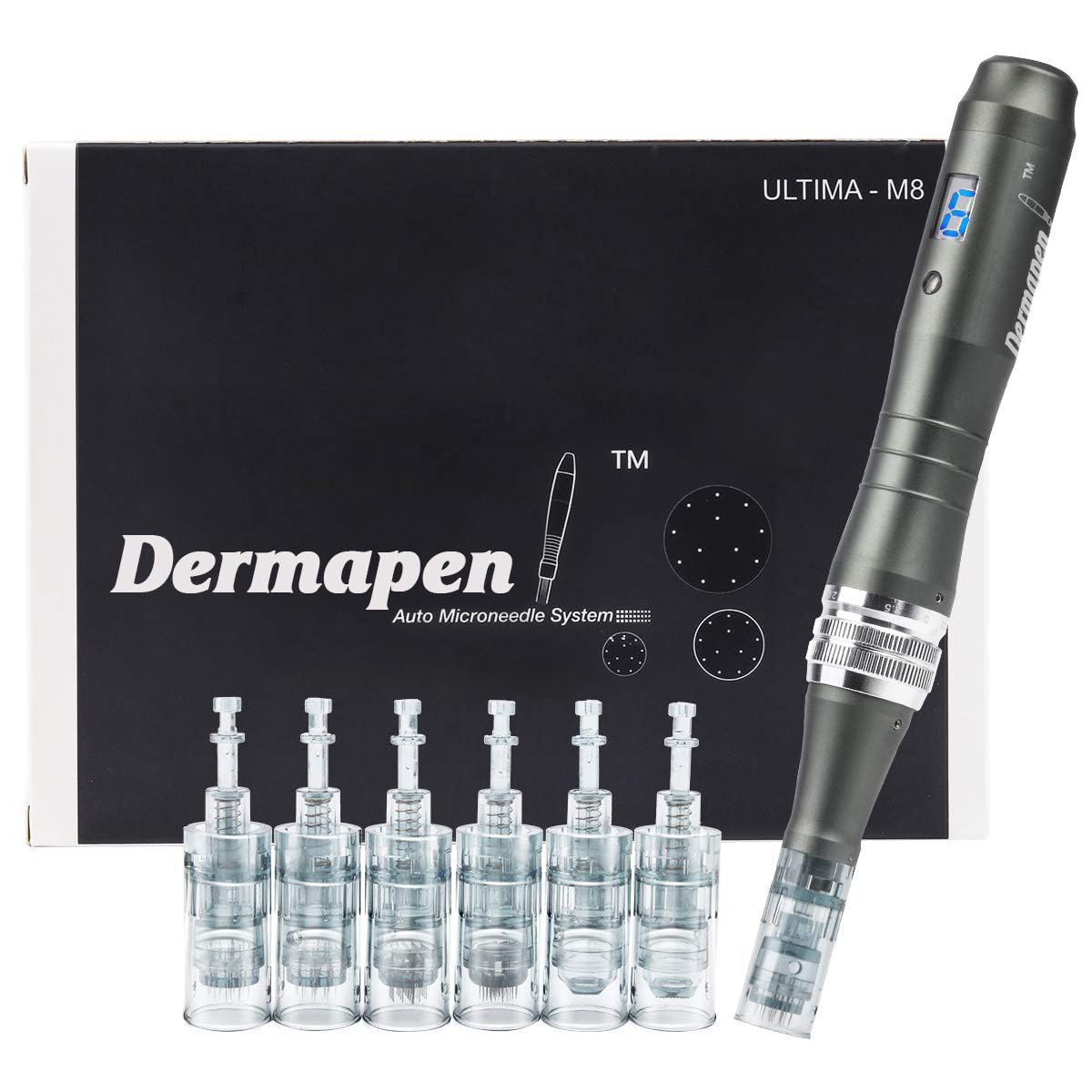 Dermapen Ultima M8 Microneedling, Dermapen Elektrischer Stift drahtlos M8 Mikronadel mit 36PIN x1, 11PIN x1 und Nano Round x1 Nadeln & Aufbewahrungsbox für Falten, Streifen, Narden und Haarausfall
