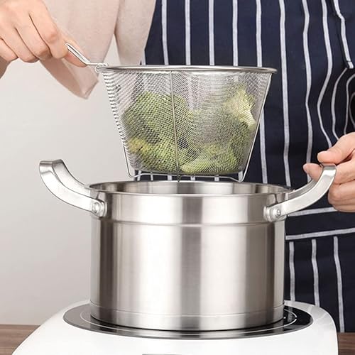 Miniatura 6 de YARNOW Cestas 1 cesta de acero inoxidable con asa, cesta redonda de alambre para freír, cesta redonda de acero para papas fritas (5.9 pulgadas),