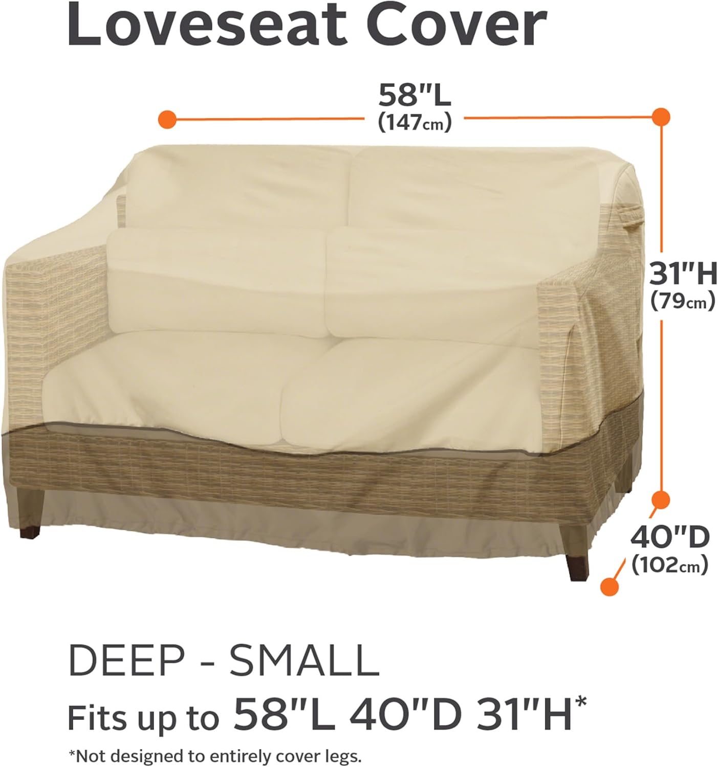 Classic Accessories Veranda Water-Resistant 58 Inch Deep Seated Patio Sofa/Loveseat Cover, Patio Furniture Covers