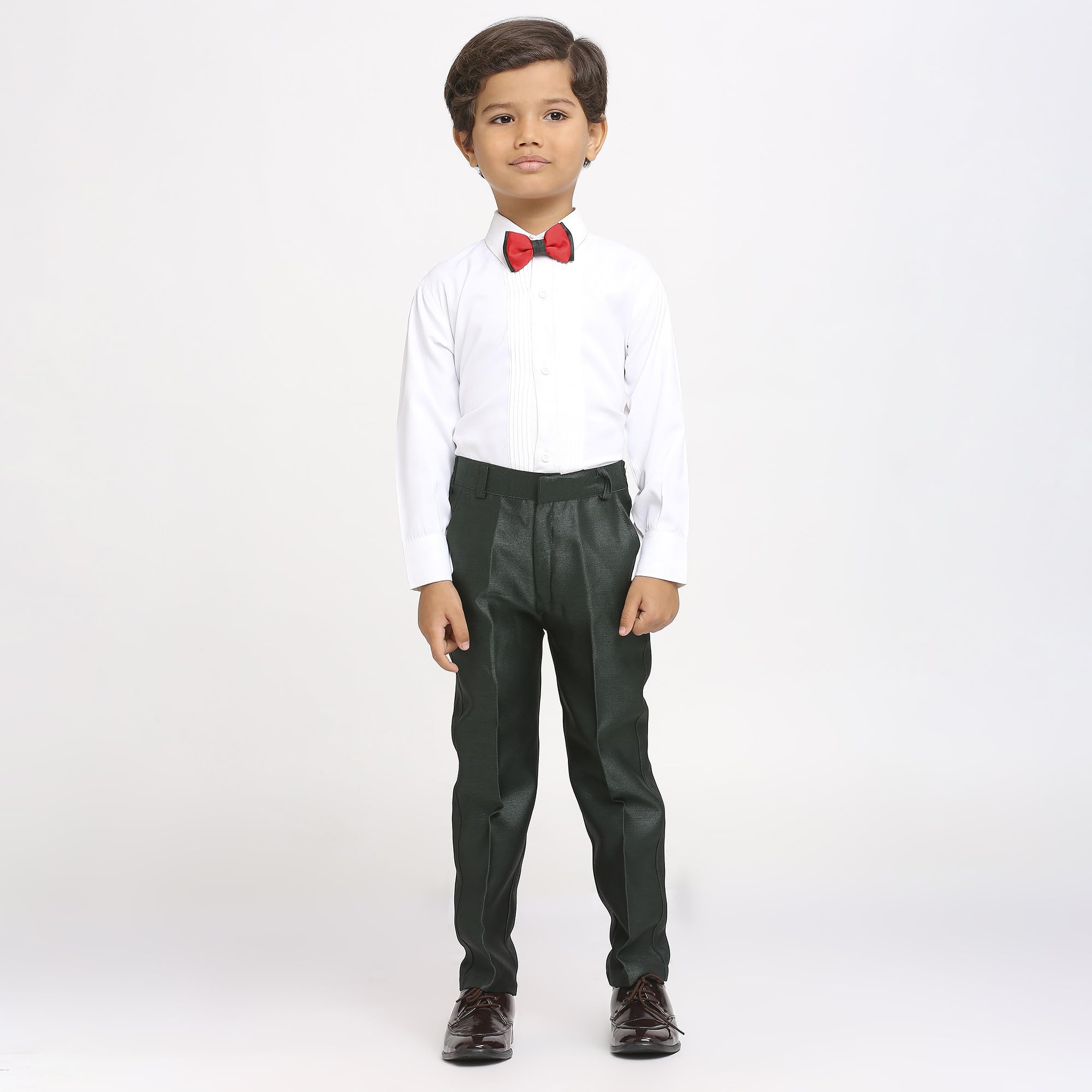 KIDS ISLAND Boys Green 3 Pcs Jacket Suit with Cotton Shirt | KI_174_1120_Green_2 4