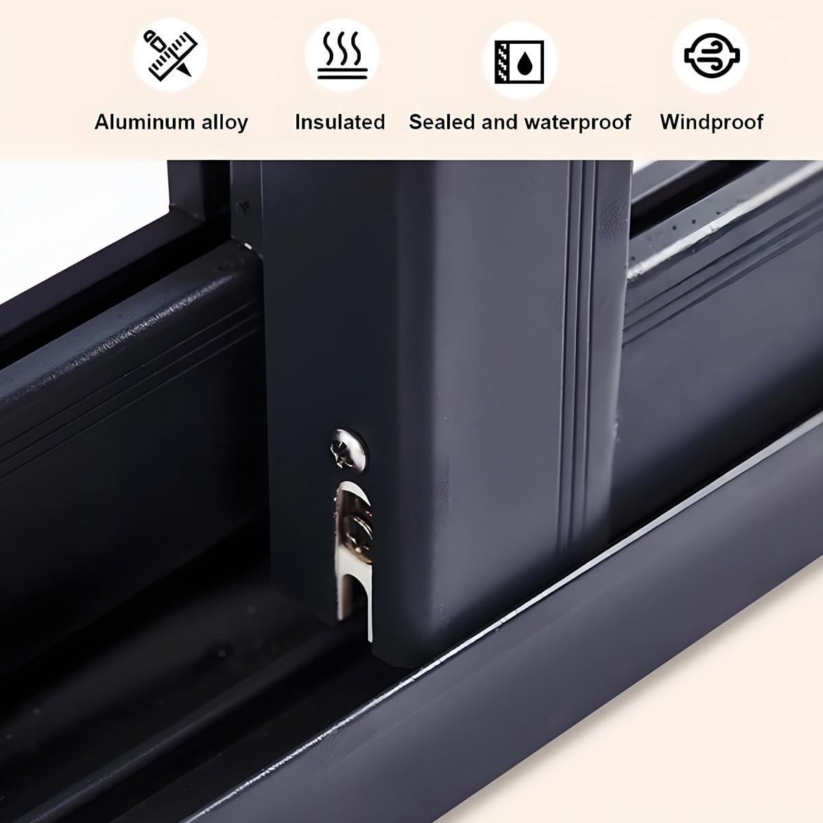 Finestra Scorrevole, Seminterrato Sostituzione Finestra, Finestra Scorrevole Orizzontale con Schermo per La e Reti Anti-insetto Finestra per In Vetro Temperato Alluminio 2 Fogli(Black,100x60cm)