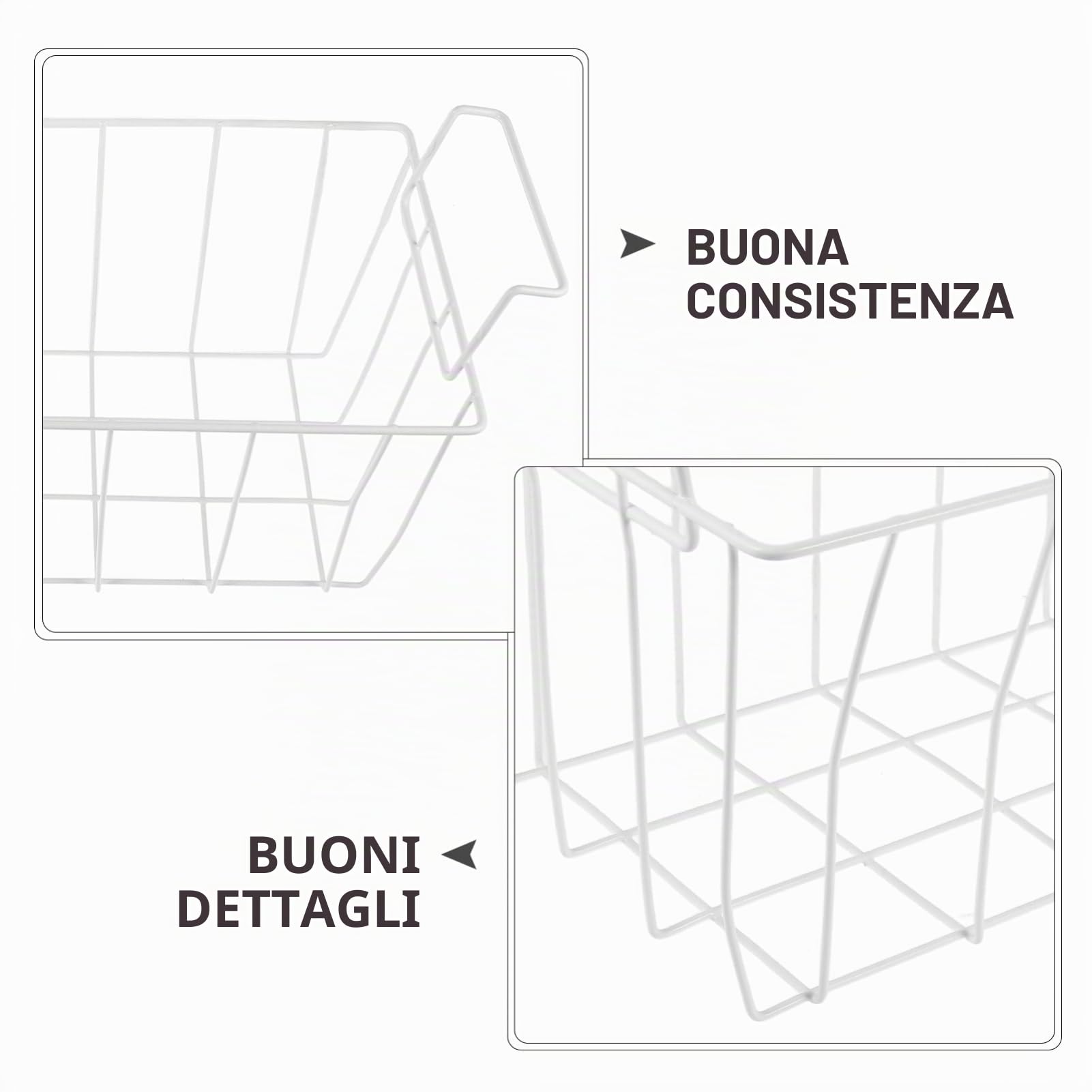 Cestello per Freezer in Acciaio Bianco, Organizer Frigorifero