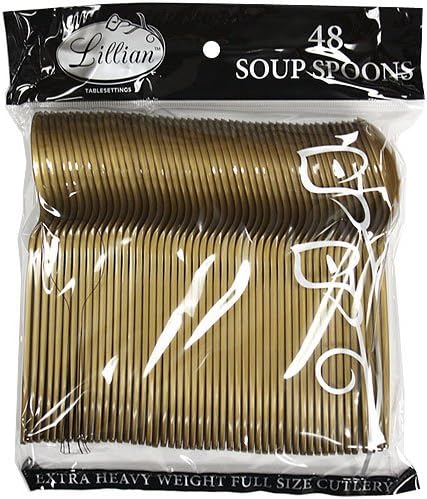 Miniatura 2 de Lillian - Juego de 48 cucharas de sopa de plástico, color dorado