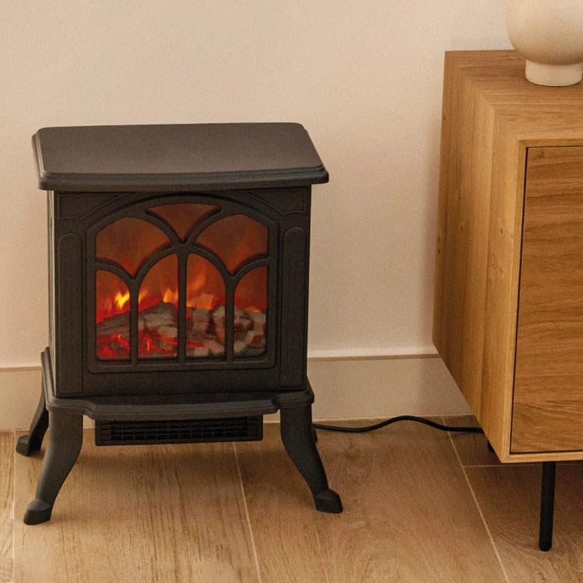 Persefone Caminetto Elettrico da Terra con Effetto Fiamma Realistico - Riscaldamento Rapido 750W / 1500W - Camino Finto con Termostato Controllabile - Design Elegante - per Ambienti Fino a 15m²