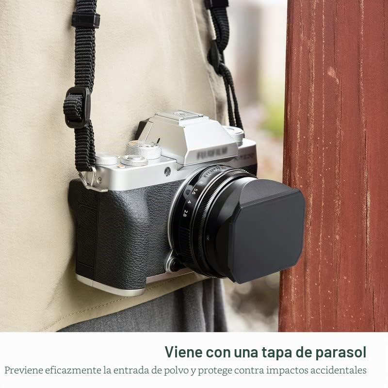 JJC LH-XF27 Parasol Metálico con Tapa para FUJIFILM XF 23mm F2.8 XF 27mm F2.8 R WR, Sustituye al Parasol Original Fujifilm LH-XF27, Reduce los Reflejos del Objetivo - Protege el Objetivo