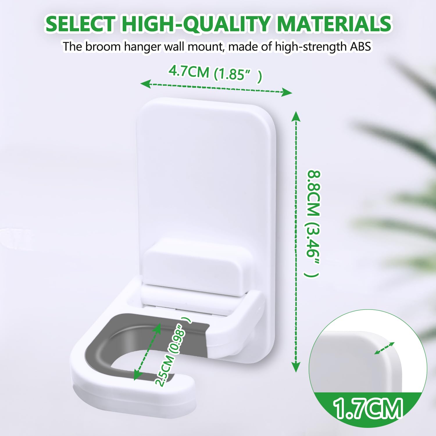 Paquete de 4 soportes para escobas de montaje en pared, agarre de escoba y trapeador, autoadhesivo, sin perforaciones, antideslizante, para el mango de trapeador, organizador de limpieza del 2