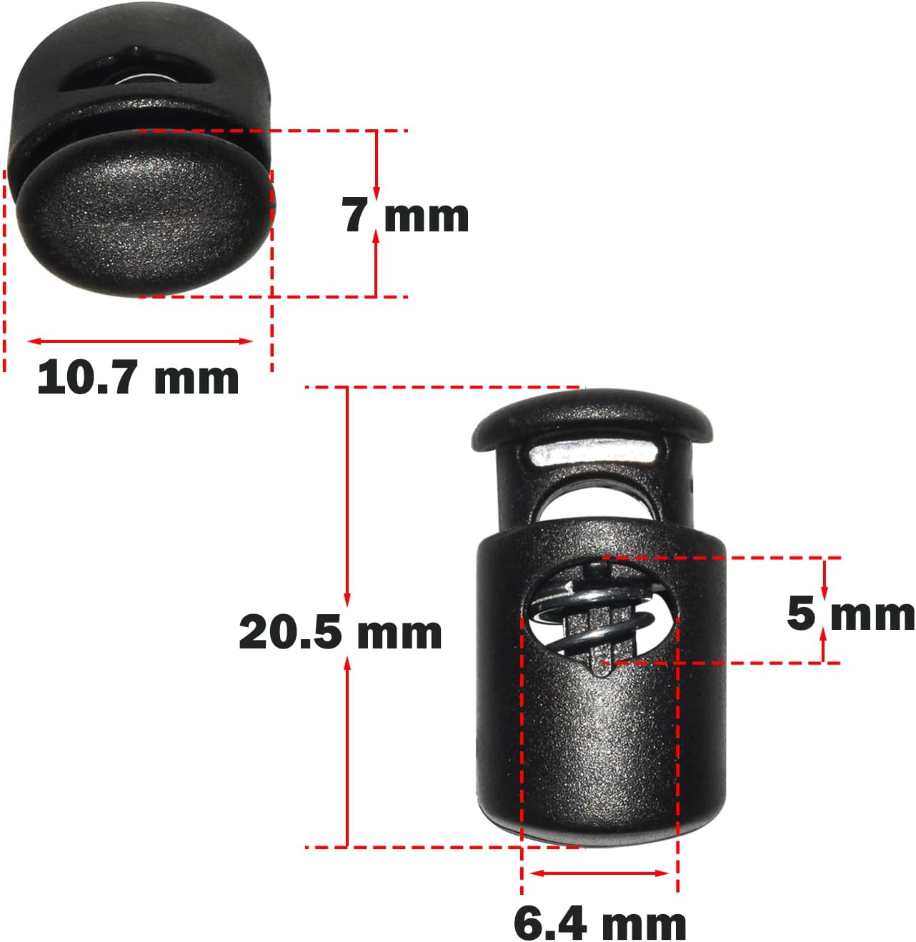 Flyshop 50 Count Small Black Oval Ellipse Barrel Cord Locks Toggles, 20mm x 10mm x 7mm