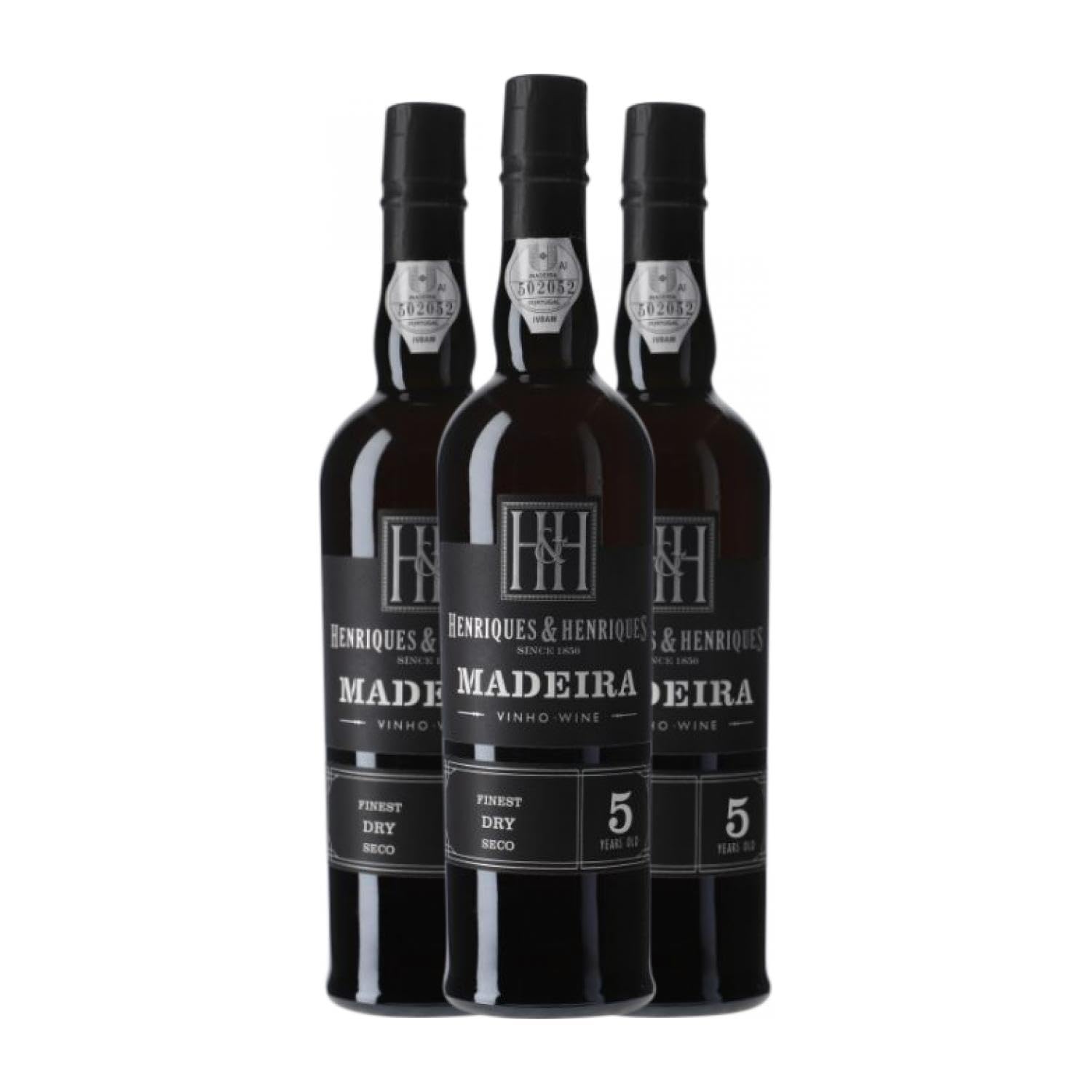 Henriques & Henriques Finest Dry Madeira 5 Jahre Medium Flasche 50 cl Verstärkter Wein (Karton mit 3 Medium Flasche von 50 cl)
