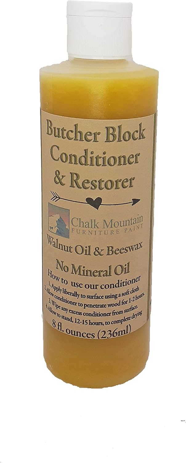 Chalk Mountain Brushes 8oz Walnut Oil Finisher and 8oz Butcher Block Oil Conditioner. 2 Pack : Health & Household