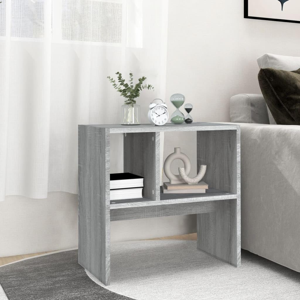 Beistelltisch Grau Sonoma Holzwerkstoff 50x30x50 cm, Flexibler Couchtisch mit Ablagefach, Sofatisch und Ablagetisch für Wohnzimmer, Schlafzimmer, Flur, Balkon, vielseitiger Telefontisch