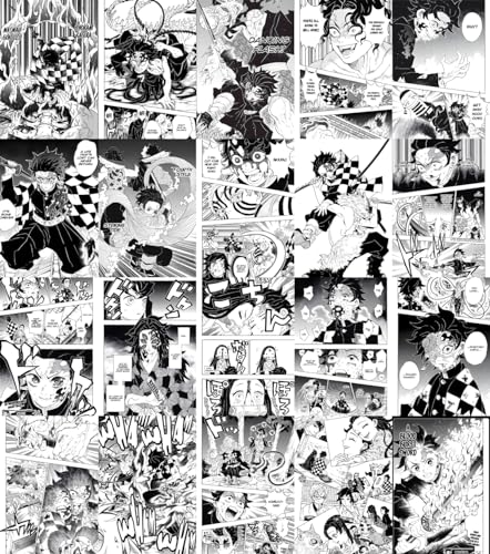 Image of Moment Prints Tanjiro Manga Collage Poster Set 2 - Set of 20, 210 mm x 297 mm, 300 GSM Paper, Tanjiro Posters, Tanjiro Kamado Poster (Tanjiro Manga 1) - Glue Dots Included, Cardstock