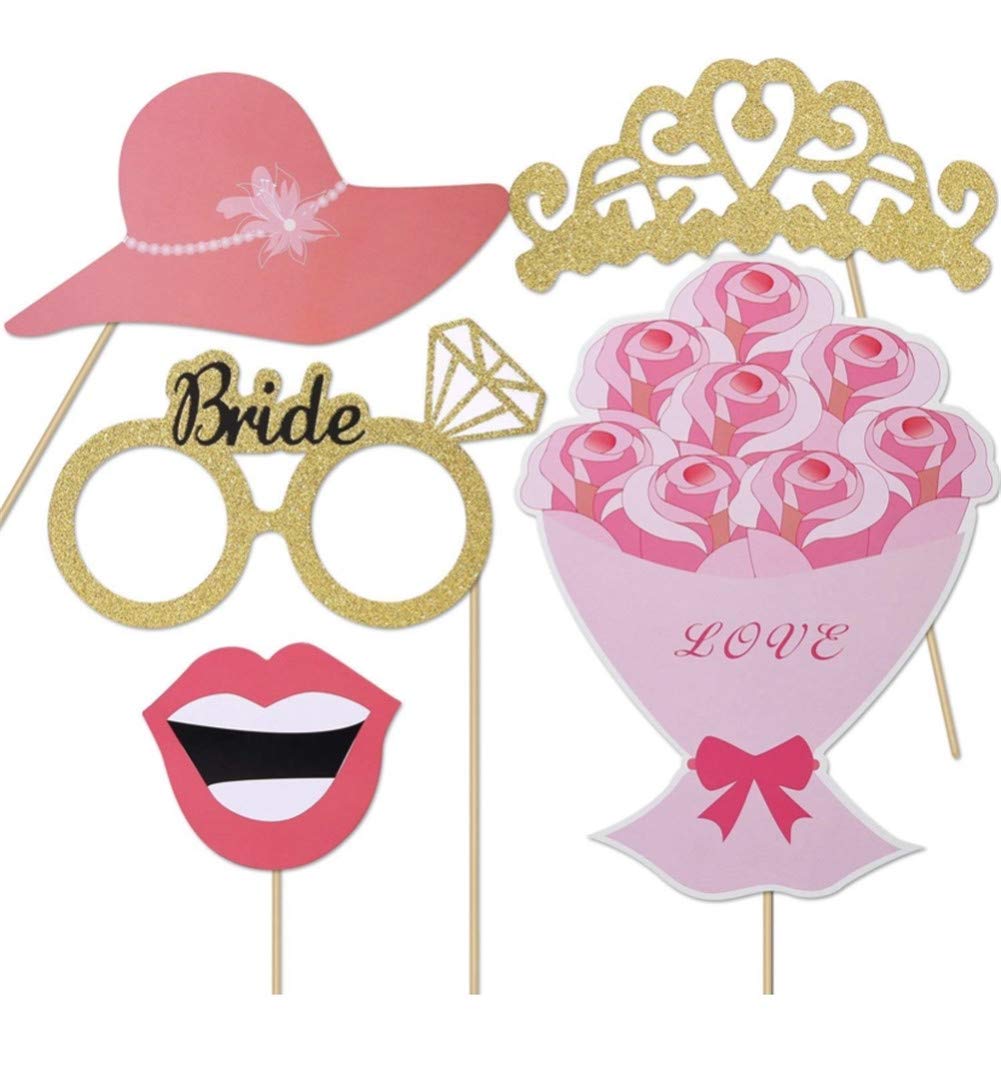 Fotoautomaten-Requisiten Teeparty Set – 28 Stück Mit Stab, Blumen-Teezeremonie Design, Für Geburtstagsfeiern & Selfies