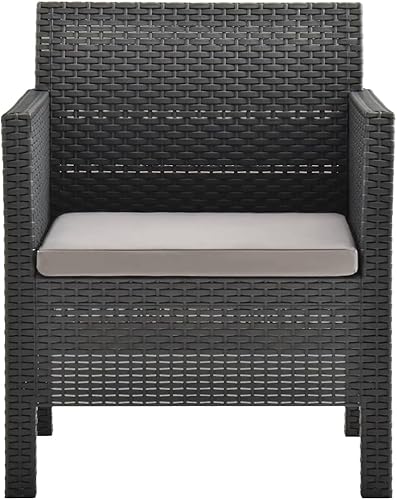 Miniatura 3 de DGZLIIO Silla de descanso, juego de conversación al aire libre, sillas de patio con cojines, 2 piezas de polipropileno de ratán antracita adecuada