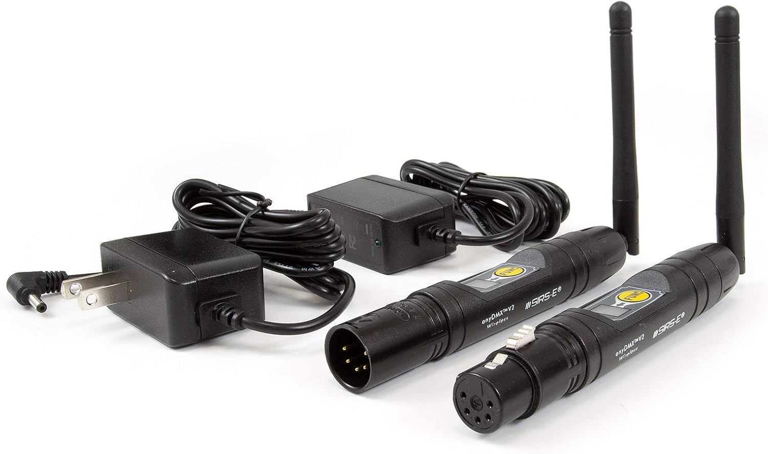 SIRS-E anyDMX V2 Wireless DMX Transmitter & Receiver (Transceivers) Lighting Control DMX512 Male and Female 5 Pin XLR Pair