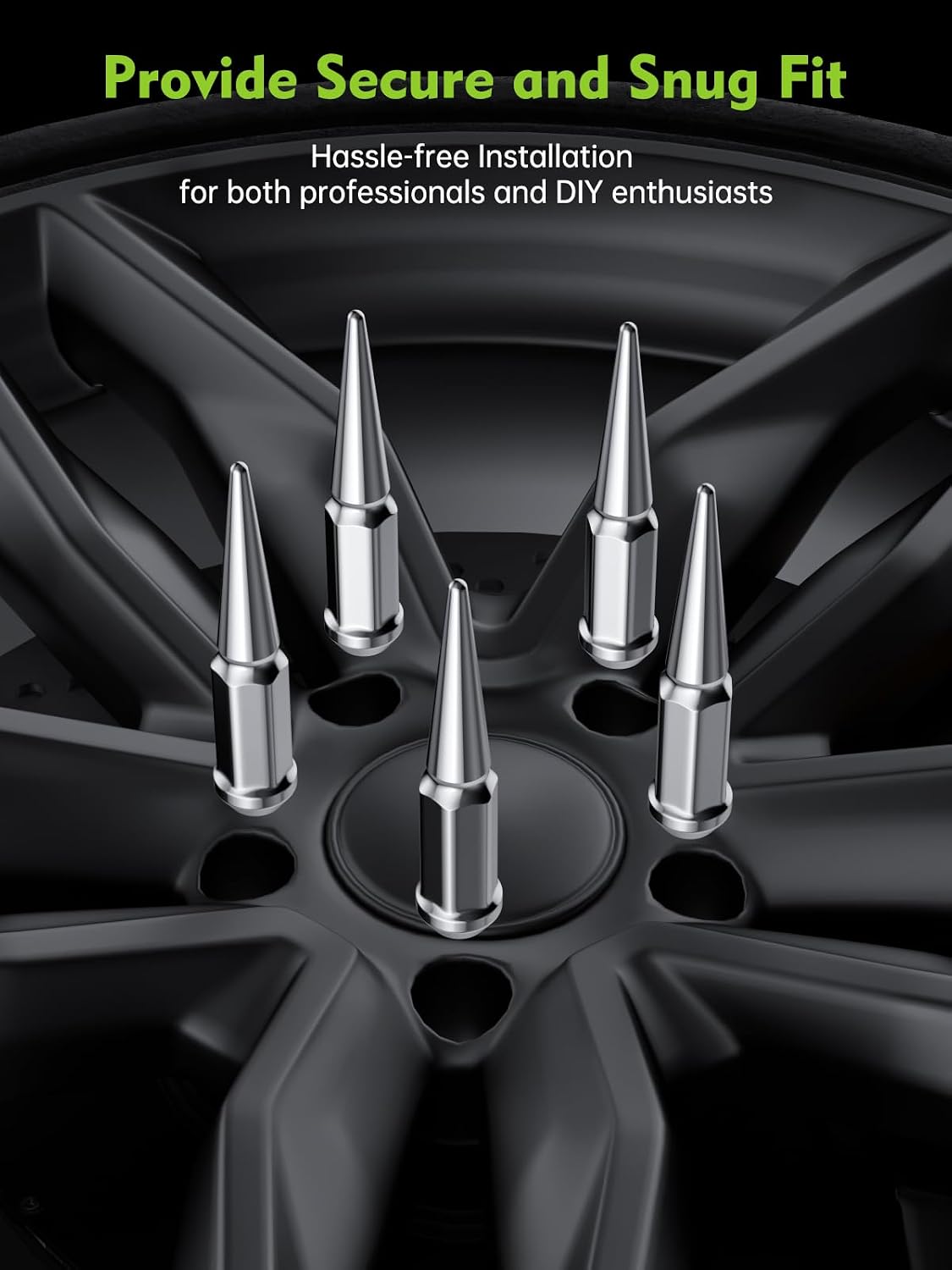 1/2-20 Wheel Spike Lug Nuts 20 PCS Chrome, 4.4" Tall Acorn Lug Nuts with 1 Socket Key for Wrangler Liberty Grand Cherokee Ford Explorer Dodge Ram 1500, Dodge Nitro with 1 Socket Key