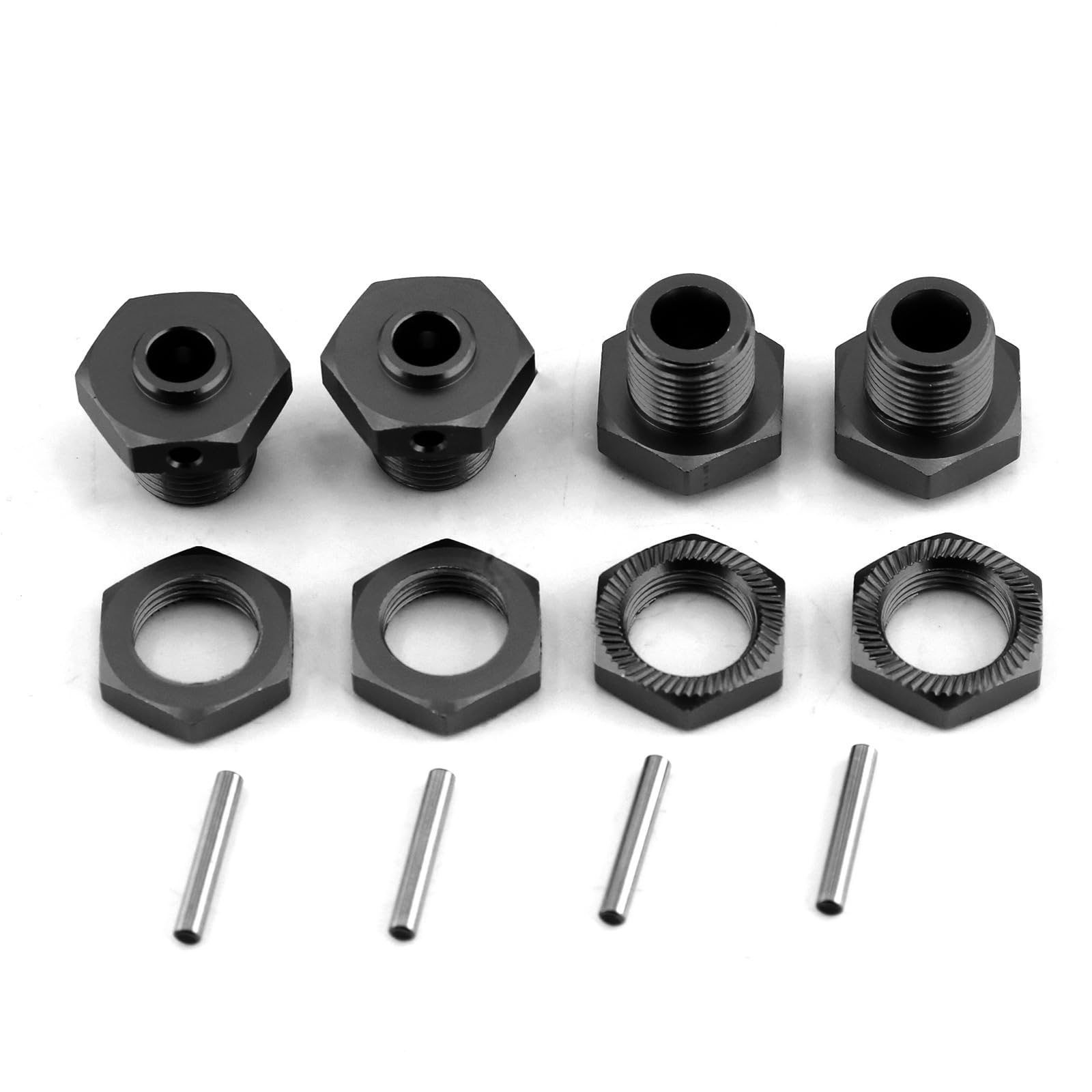 SHEAWA 12PCS Wheel Hex Hub Adapter with Nut Kit for ARRMA 1/8 Typhon 3S, Aluminum Alloy RC Car Accessories for 3S BLX Upgrades (Black)