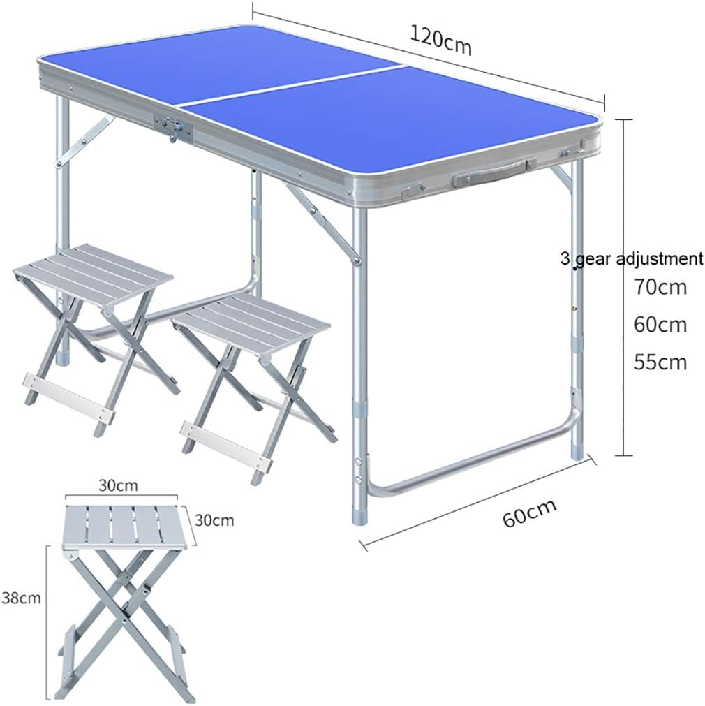 Folding Table and Chair Set, Portable Outdoor Stall Table, Home Dining Table, Study Desk, (Table×1+Chair×2) for Home, Outdoor