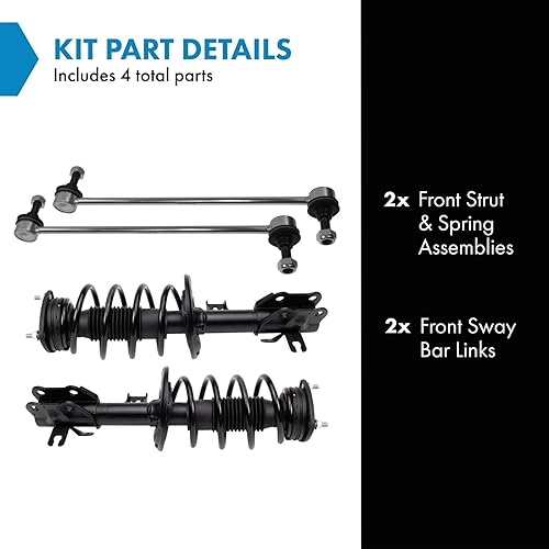 Miniatura 429 de TRQ Kit de suspensión delantera, conjunto de amortiguadores y resortes, barra estabilizadora, enlace estabilizador compatible con Chevrolet