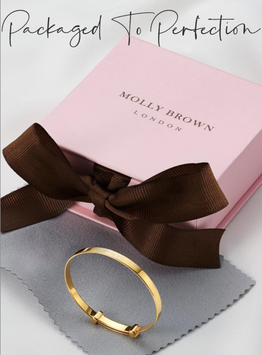 Molly Brown London Bracelet extensible en argent sterling plaqué or 18 carats bébé - Bijou de bébé - Or vermeil