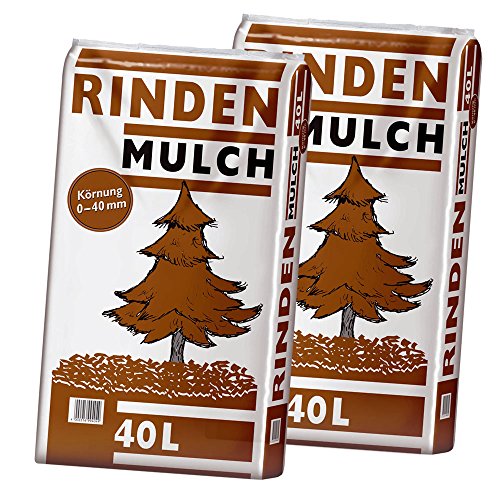 2 Sack Rindenmulch á 40L = 80 Liter Mulch 0-40mm (Qualität aus Bayern !)