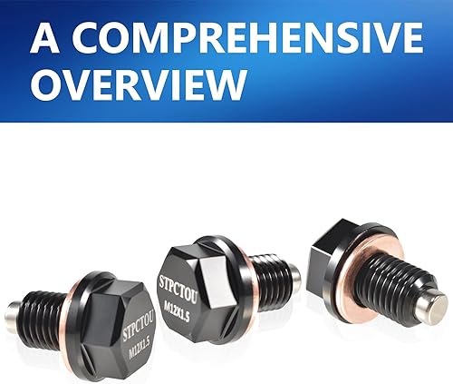 Miniatura 4 de Tapón de drenaje de aceite M12* 1.5 Tapón de drenaje de aceite magnético T6 Aviación Aluminio con 3 piezas Junta de cobre apto para la mayoría de