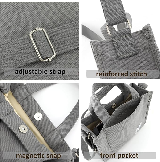 Miniatura 5 de UERRUAM Bolso de mano para mujer, bolsa de pana de trabajo, bolso cruzado para mujer, bolsas de viaje, bolsos de mano para uso diario