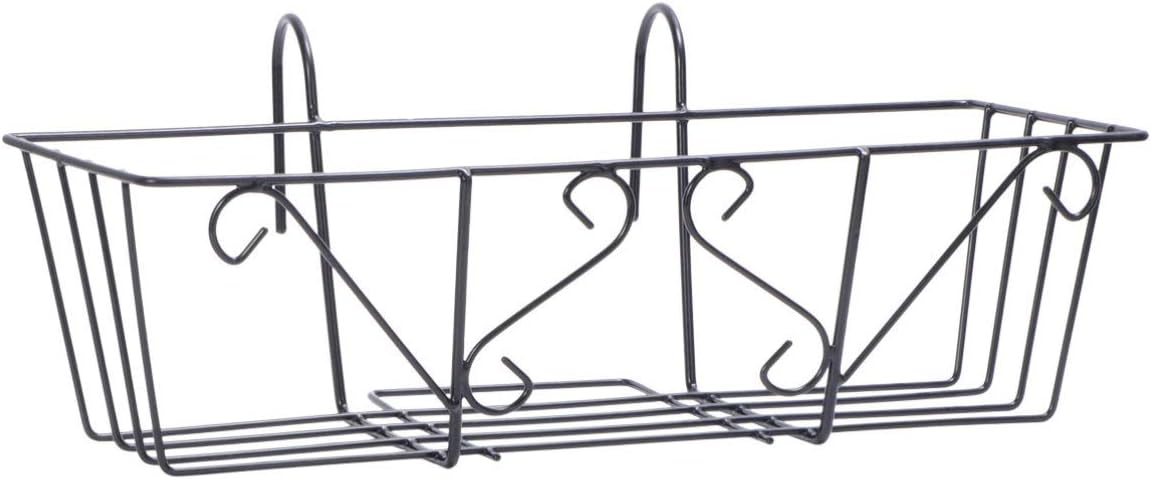 Happyyami Hanging Plant Iron Racks Metal Plant Stand Hanging Planter Pot Mounted Balcony Plant Baskets Shelf Container Flowerpot Planter Holder Stand (Black)