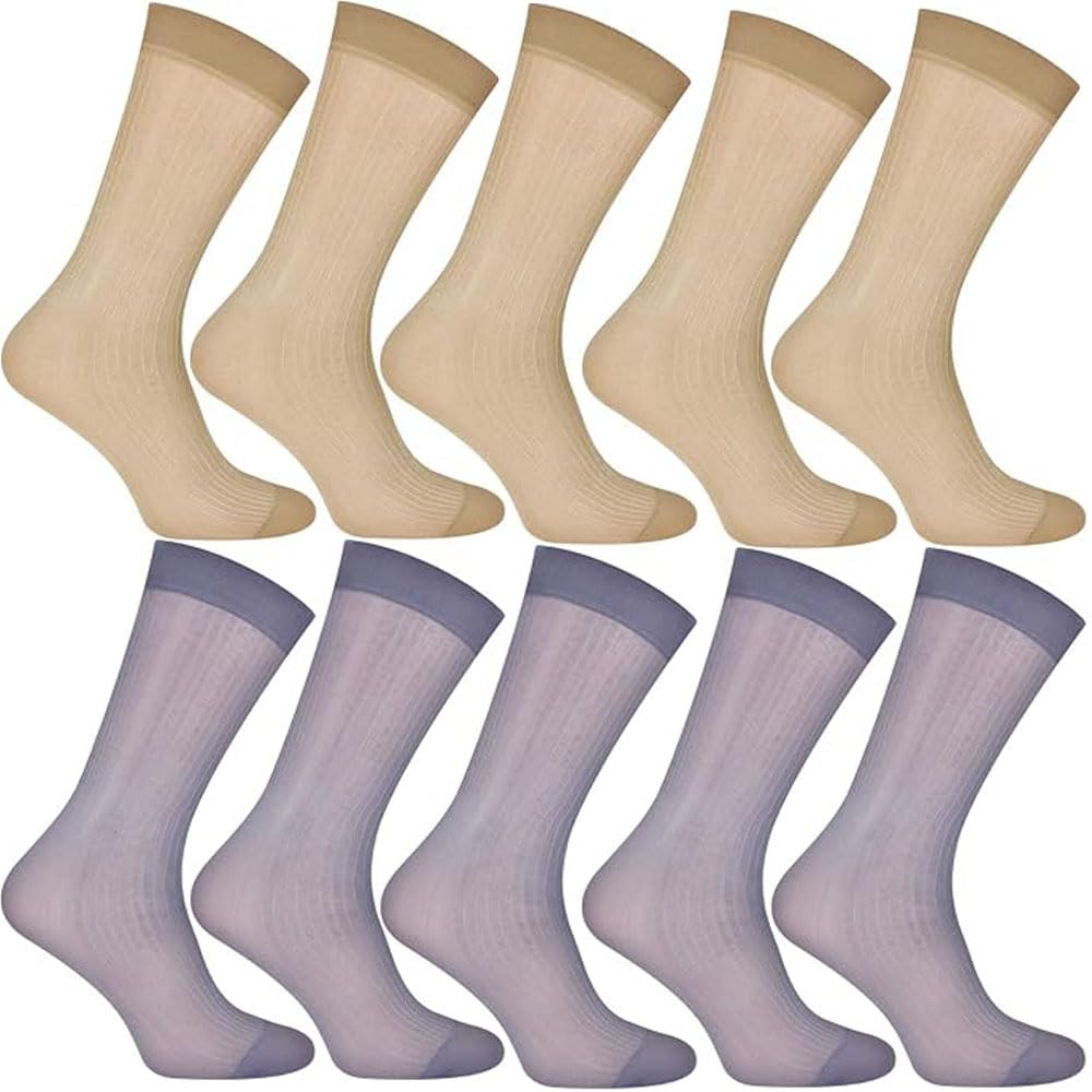 BABAHU Mens Ultrathin Dress Socks Silk Sheer Business Socks Soft Nylon Work Trouser Sox Mid Calf
