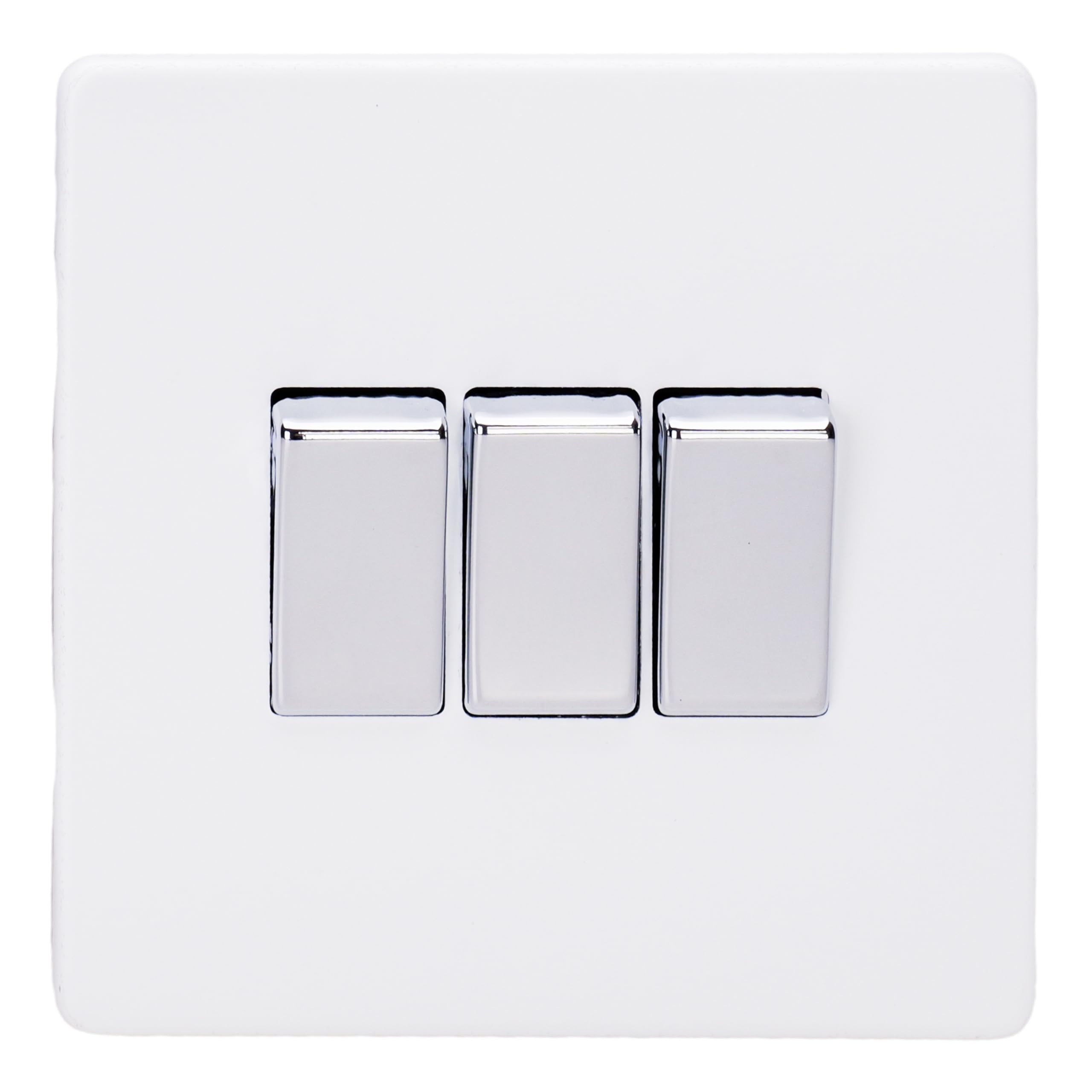 Varilight Triple Rocker Light Switch 2-Way - Screwless Primed with Chrome Rockers, XDY3S.PD