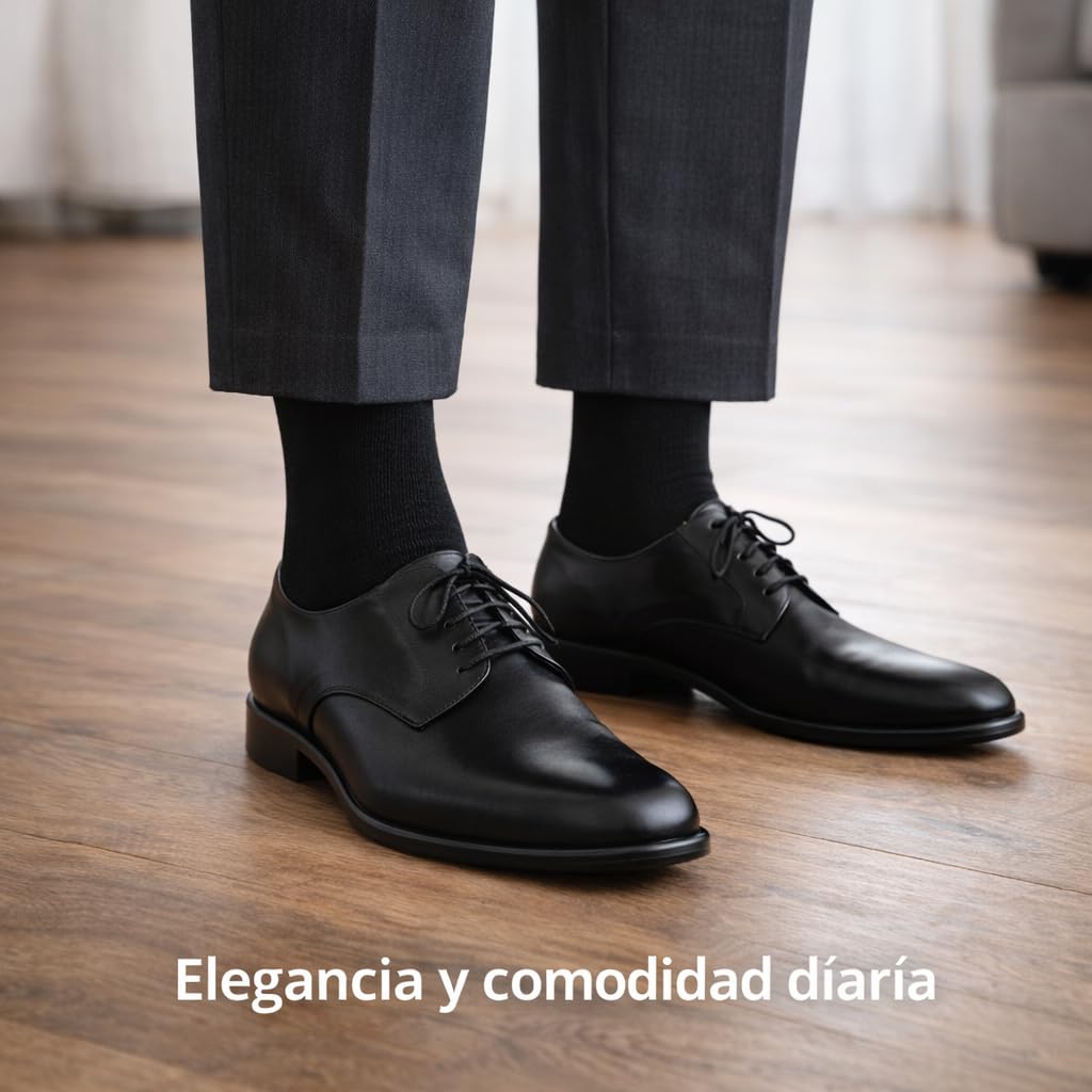 Calcetines de Bambú para Hombre, Pack de 4 Pares, Sin Costura, Transpirables y Suaves, Calcetines Ejecutivos Finos, Antiolor y Antibacterianos, Negro, Talla 40-46