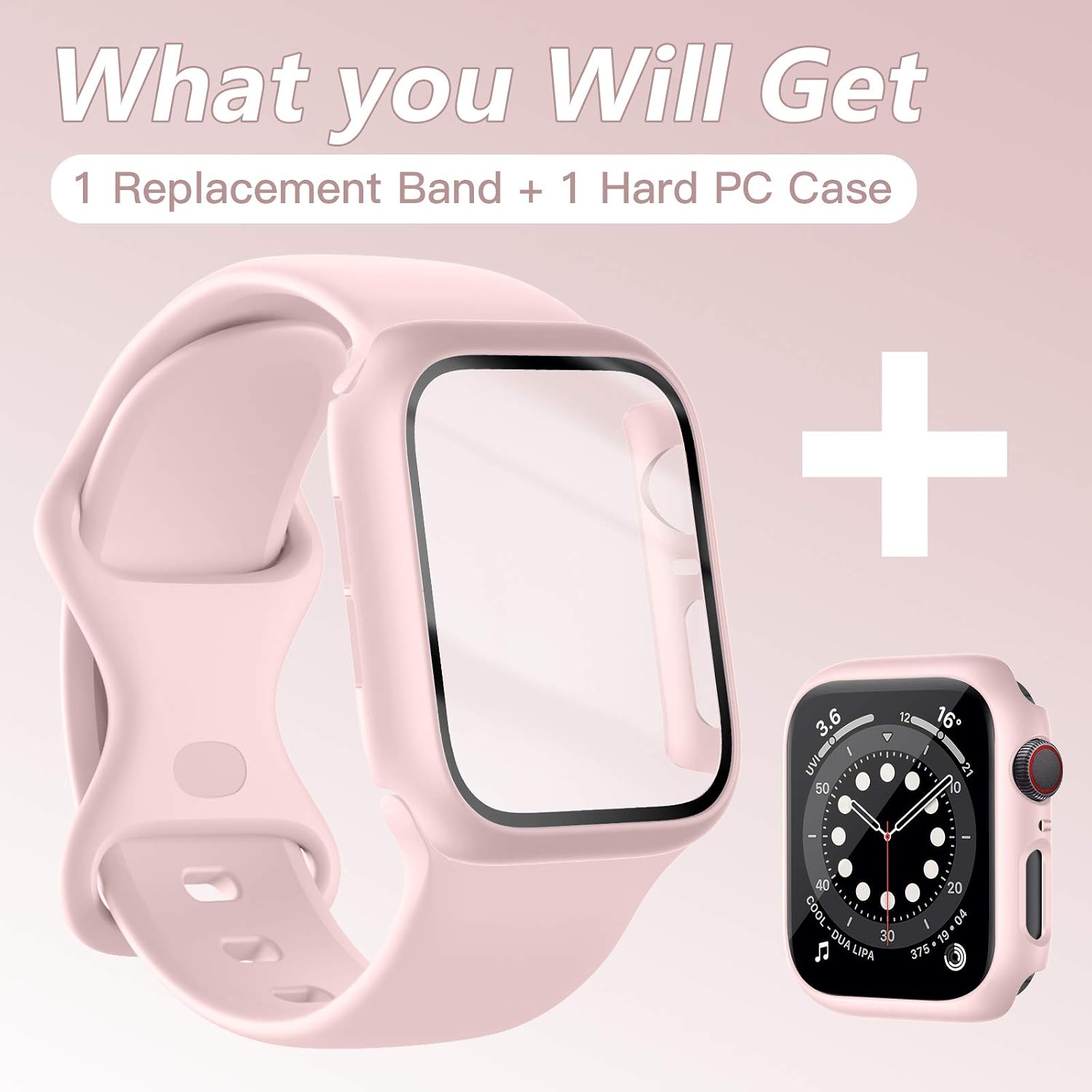 HAPAW Sport Bands Plus Hard PC Screen Protector Case Compatible with Apple Watch 44mm, Soft Silicone Replacement Strap Women Men Wristband Accessories for iWatch Series 6 5 4 SE…