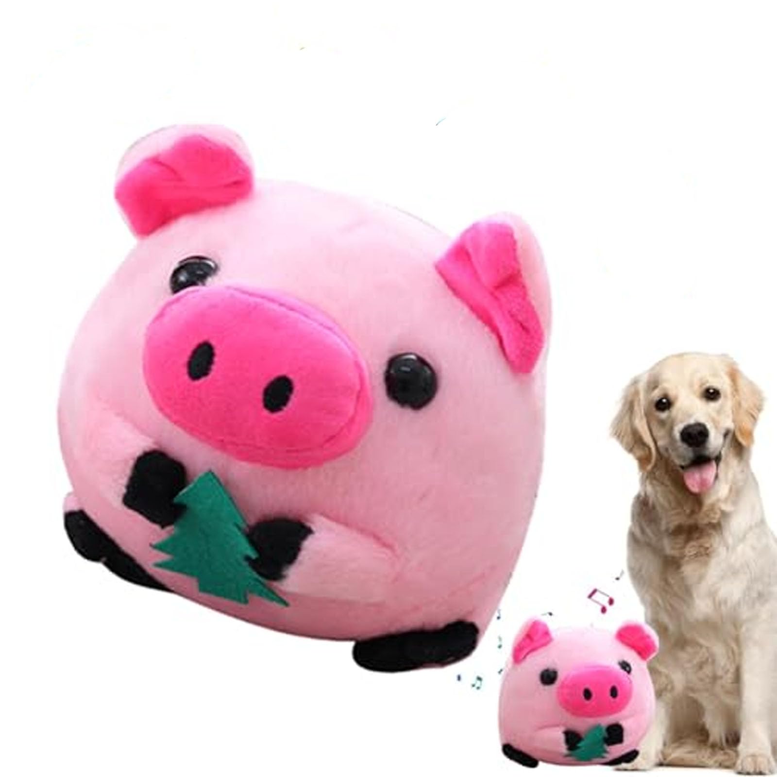 Active Moving Pet Plush Toy, Interactive Dog Toy Pet Bouncing Balls, USB Rechargeable Interactive Washable Cartoon Pig Plush Sound Electronic Dog Toy, Small Plush Sound Toys for Dogs (G)