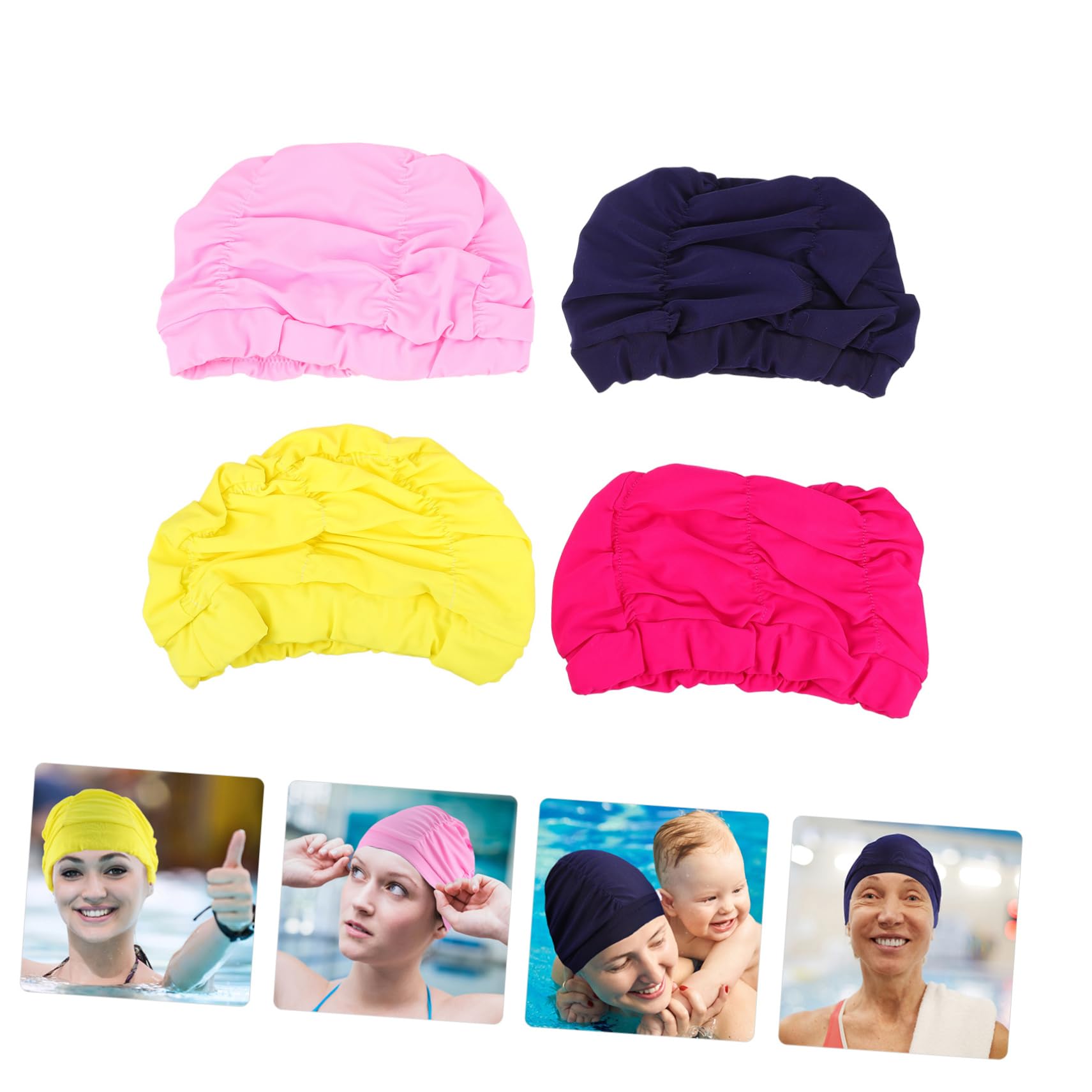 SUPVOX Gorro De Baño Plisado para Los De Natación Gorro De Baño Mujer Tapa Clip De Nariz para Nadar Gorros De Natacion Hombre Gorro De Ducha Nylon Blue