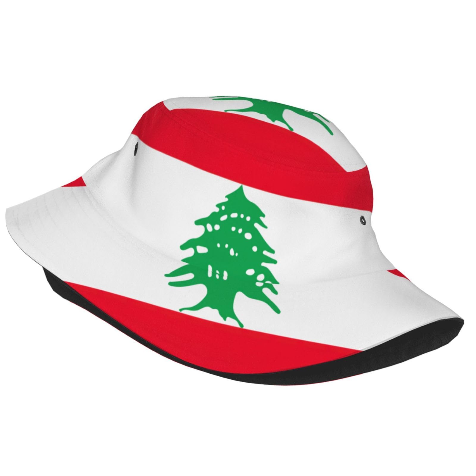 nanger Flag of Lebanon Sun-Proof Hat Beach Bucket Cap for Summer Outdoor Fishing Trips Uv Protection, Unisex Black