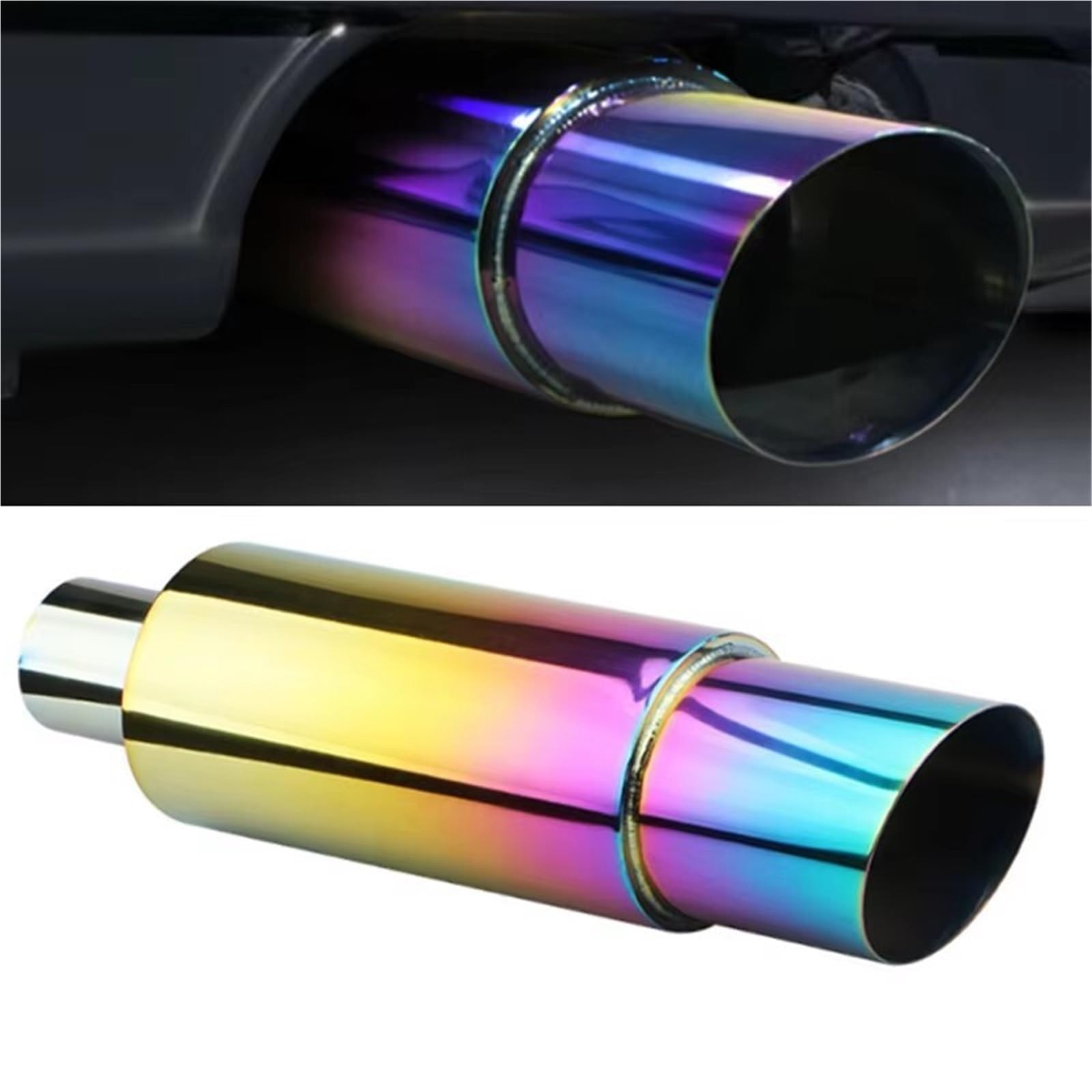 Car Silencer 55mm tłumik wydechowy samochód rura wydechowa ze stali nierdzewnej uniwersalny prosty bęben zagęścić układ(Coloful)