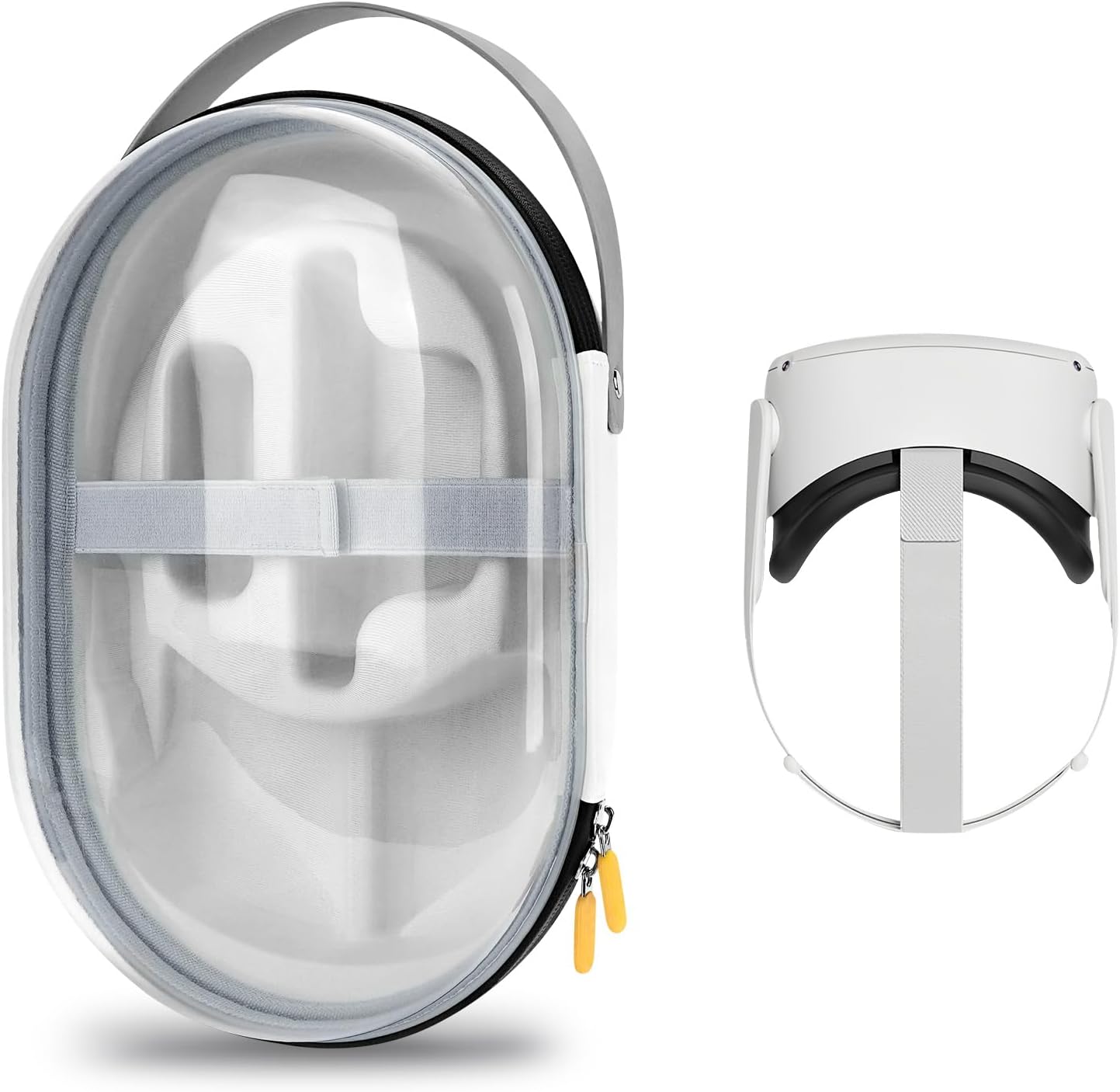 GEEKRIA Shield Hard Carrying Case Compatible with Meta Quest2, Portable Bag Protect VR Device and Accessories, Drop and Scratch Proof Compact Travel Case (Clear)