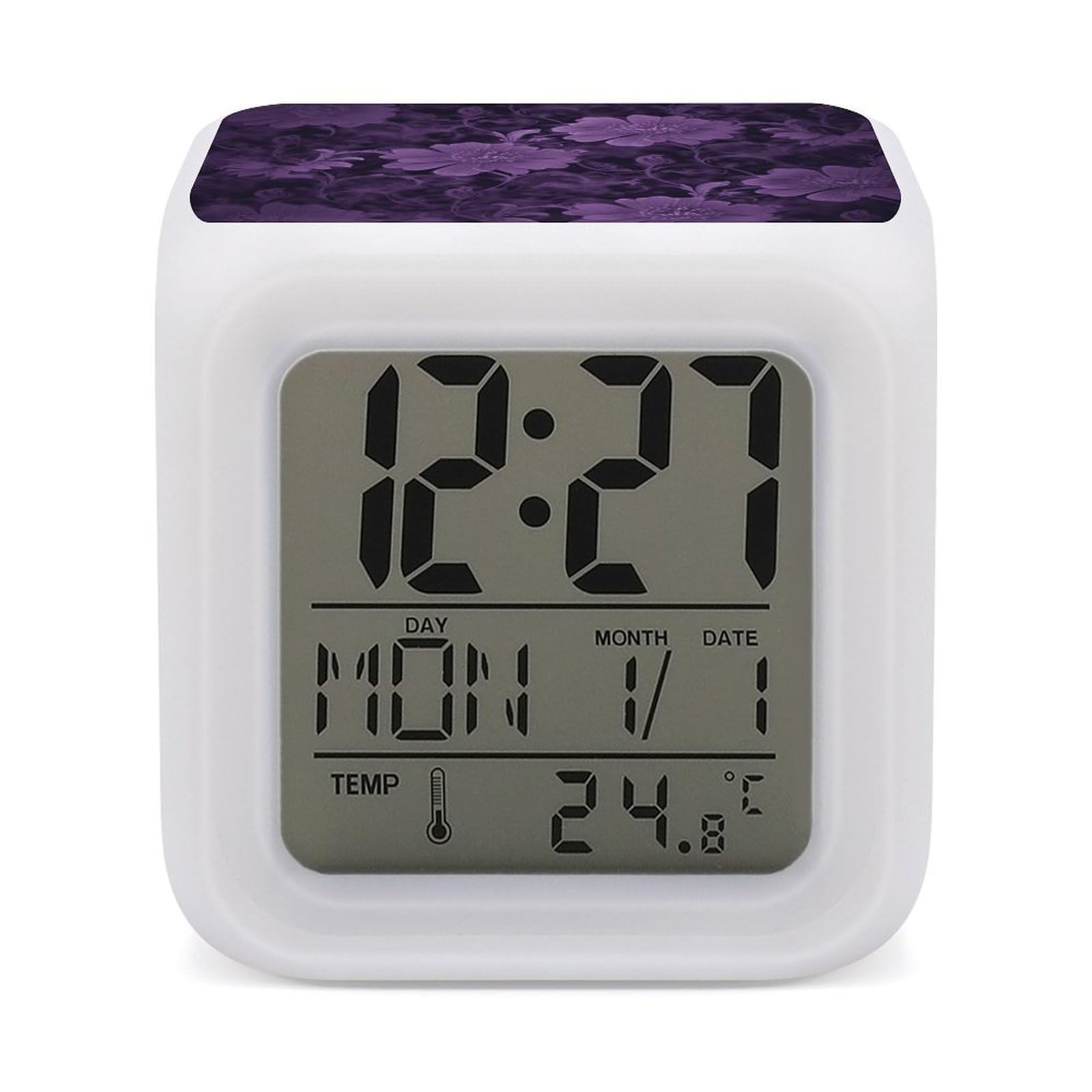 FekiLoot Purple Alarm Clock for Heavy Sleepers Wake Up Digital Clock with 7 Color Changing Night Light Super Loud Digital Alarm Clocks Small Machine Alarm Clocks