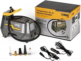 Mini Compressor De Ar Elétrico Portátil Bivolt 110/220v E 12v Muke Tools 120w 150 Psi Para Carro E Casa