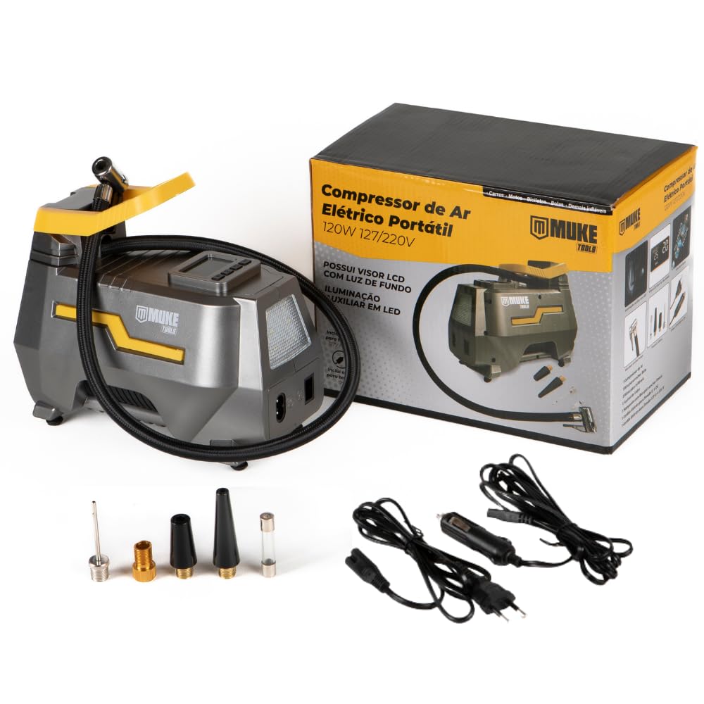 Mini Compressor De Ar Elétrico Portátil Bivolt 110/220v E 12v Muke