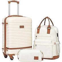 Suitcase Set 3 Piece Luggage Set Carry On Travel Luggage TSA Lock Spinner Wheels Hardshell Lightweight Luggage Set(White, 3 piece set (BP/TB/20))