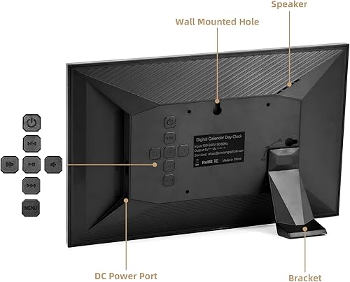 Miniatura 7 de Bgift Reloj despertador digital de 10.1 pulgadas con fecha y día de la semana para personas mayores, 12 alarmas, 20 recordatorios, calendario