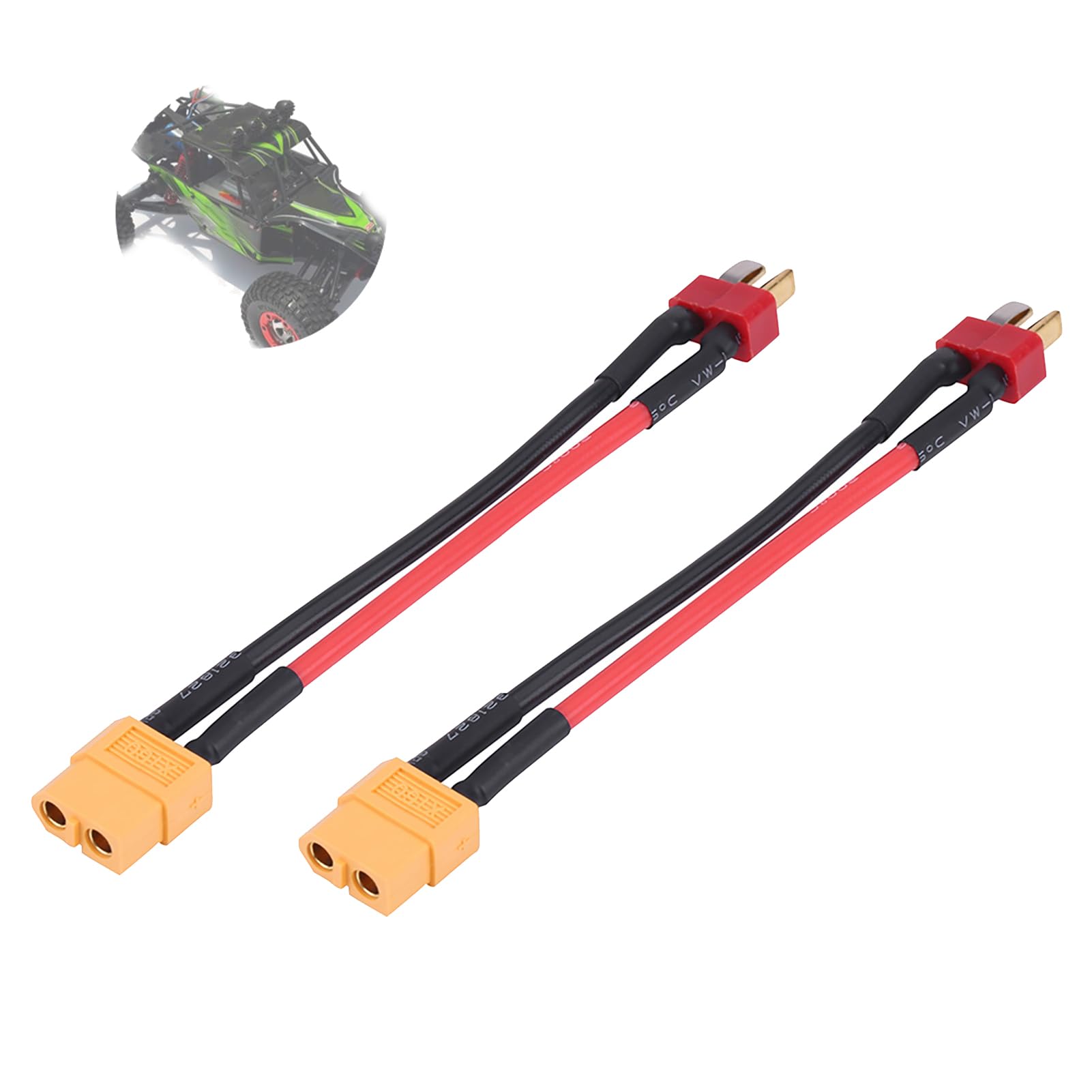 lvifloae 2pcs T Plug to Male or Female XT60, Male or Female XT60 to T Plug Connector Adapter,2Pcs Set RC Adapter Connector Converter Silicone (T plug male to XT60 female)