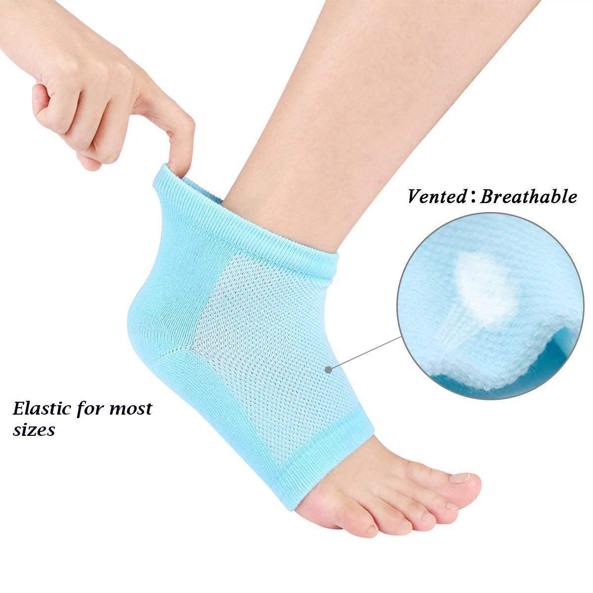 Aptoden Heel Pain Relief Silicone Gel Heel Socks Anti Crack Heel Socks Heel Protector Socks Foot Protector Silicon Toe Free Heel Pain Relief Socks For Men And Women,Blue 3