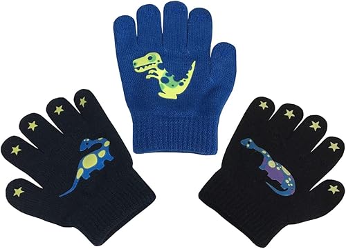 N'Ice Caps Guantes Mágicos Elásticos para Niños, Set de 3 Pares para Niños Pequeños, Niños y Niñas, Invierno