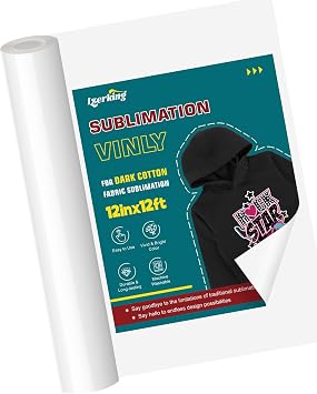 Lzerking Sublimation Htv for Dark Fabric 12in x 12ft Matte Sublimation Vinyl for Cotton Shirts, DIY Gifts, Easy Subli Heat Transfer Vinyl Compatible with xTool M1, Cricut Cutting Machines