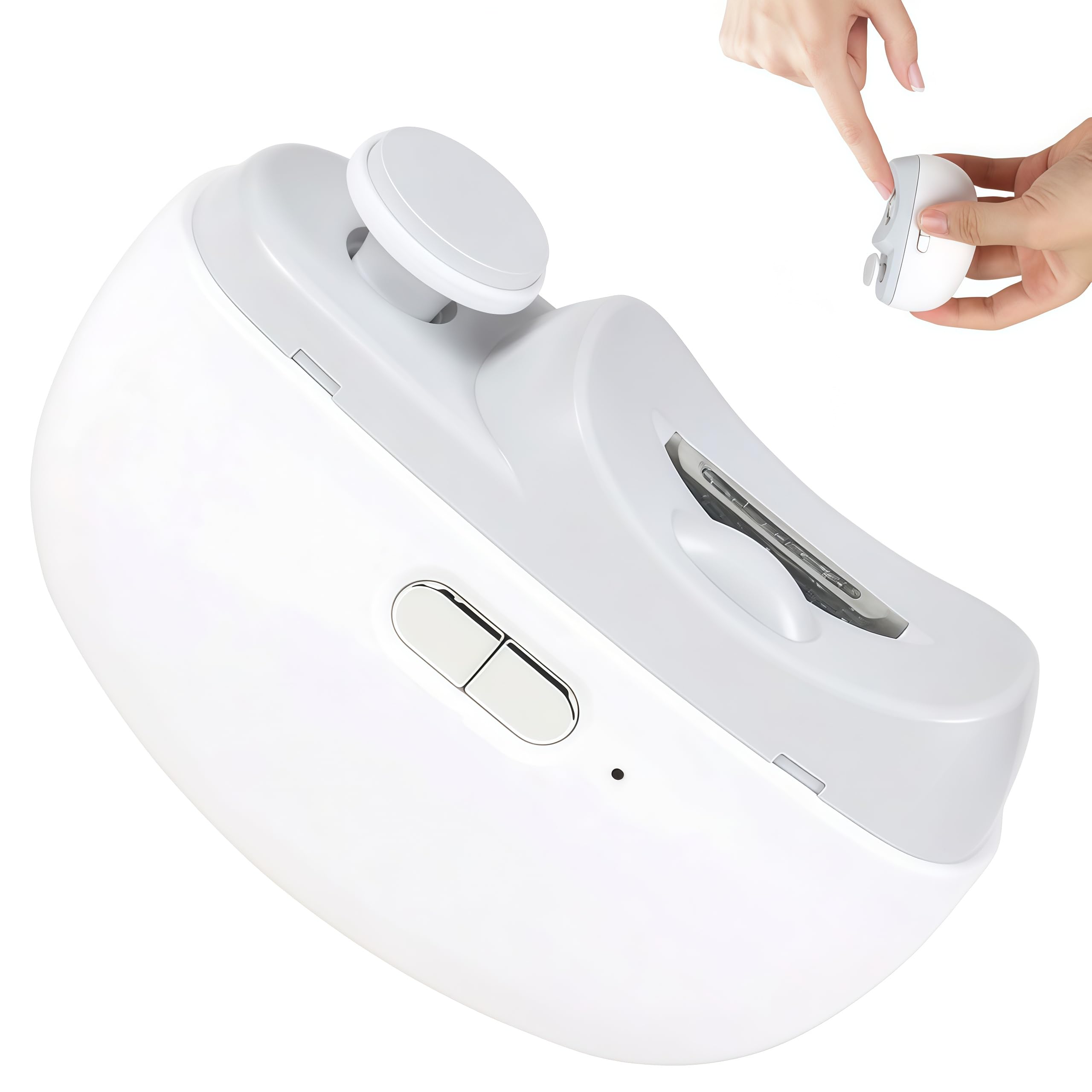 Electric Nail Clipper for Seniors Adults with Debris Catcher and LED Light,White