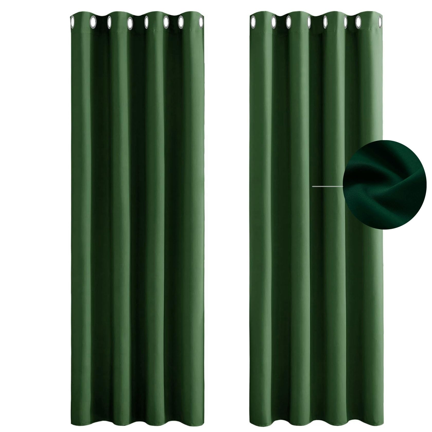 Cortinas Salon 2 Piezas 150 x 70 cm Aislantes Térmicas con Ojales Cortina Gruesa Térmicas Aislantes Moderno 2 Piezas para Sala de Estar, Verde Oscuro